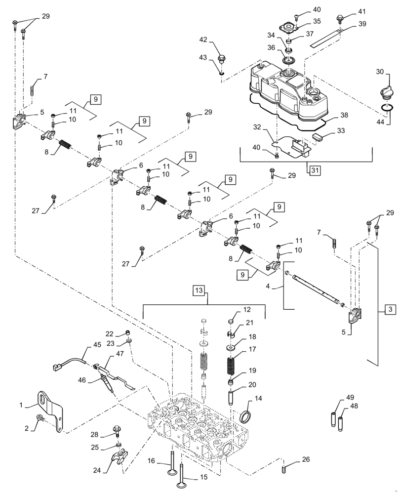 Схема запчастей Case CX31B - (10.101.AA) - CYLINDER HEAD, BONNET (10) - ENGINE