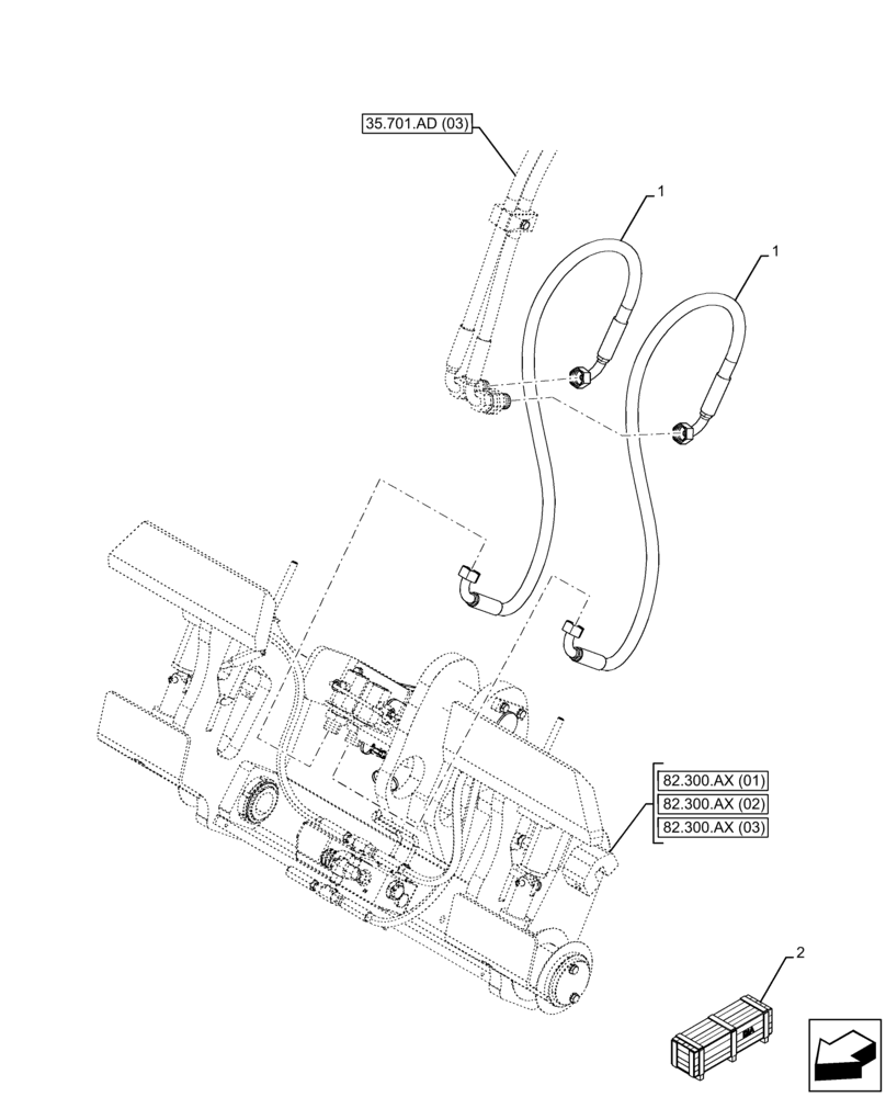 Схема запчастей Case 321F - (35.600.AD[05]) - VAR - 402034 - QUICK COUPLER, LINES (35) - HYDRAULIC SYSTEMS