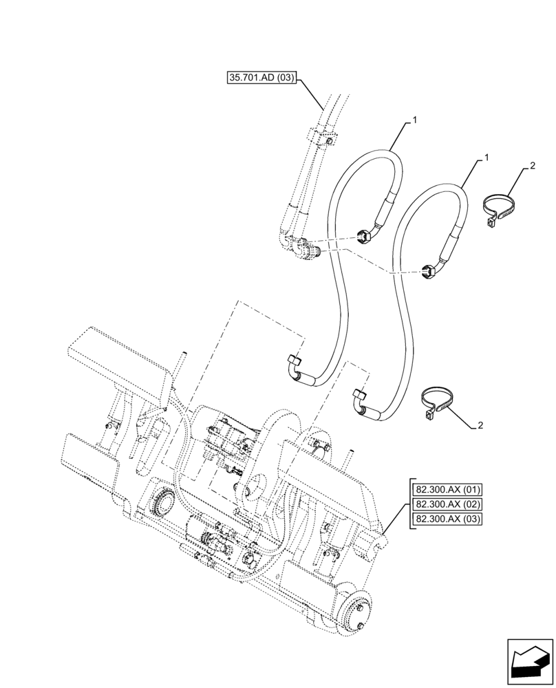 Схема запчастей Case 321F - (35.600.AD[06]) - VAR - 732001, 732002, 732003, 732005, 734591, 734647, 734648, 734649, 734651 - QUICK COUPLER, LINES (35) - HYDRAULIC SYSTEMS