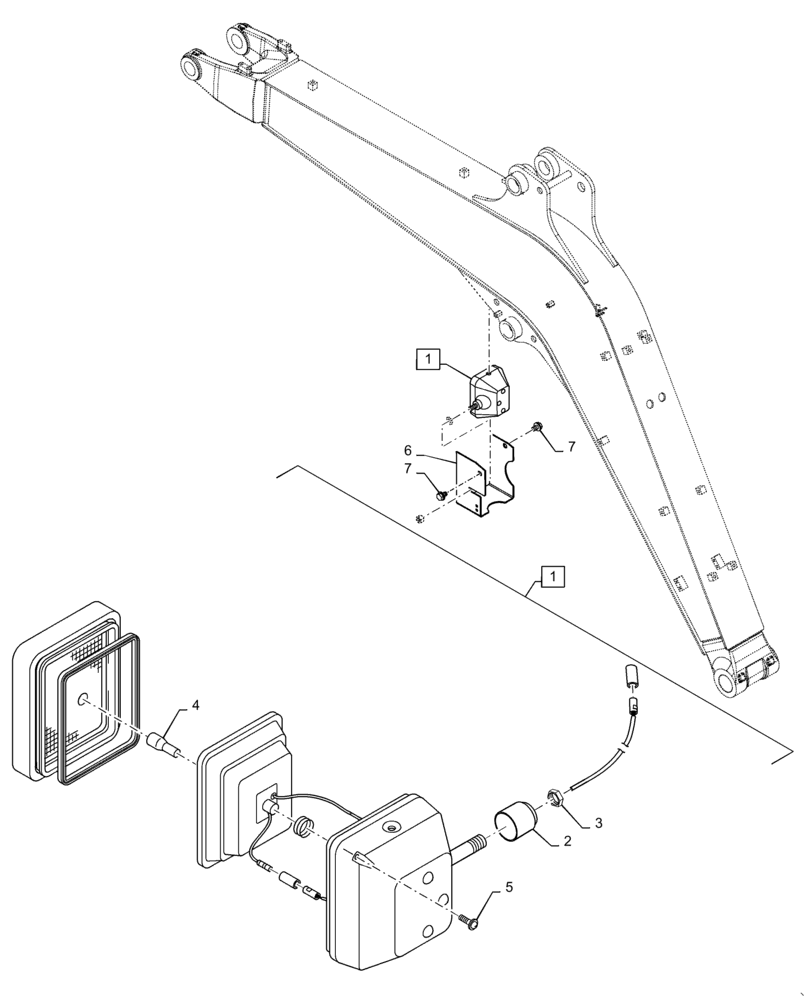 Схема запчастей Case CX31B - (55.511.AA[02]) - LIGHT, INSTALL, BOOM (55) - ELECTRICAL SYSTEMS