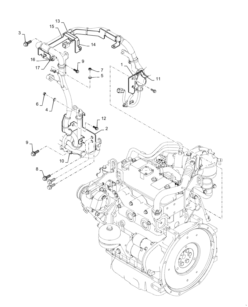 Схема запчастей Case CX36B - (55.100.DP[02]) - HARNESS, ASSY, UPPER, FRAME (OVER ENGINE) (55) - ELECTRICAL SYSTEMS