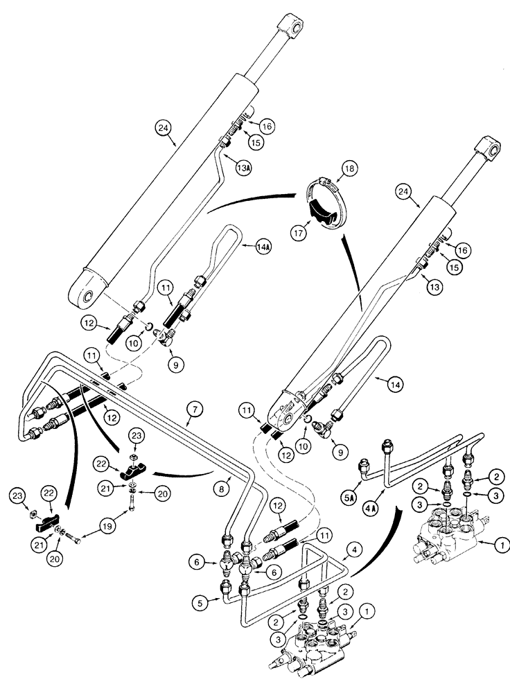 Схема запчастей Case 1835C - (8-04) - LOADER LIFT HYDRAULIC CIRCUIT USED ON MODELS WITHOUT SELF-LEVELING (08) - HYDRAULICS