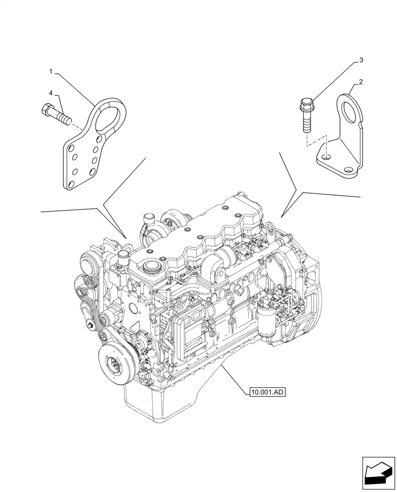 Схема запчастей Case F4HFE613A B004 - (10.001.AK) - ENGINE, HOOK (10) - ENGINE