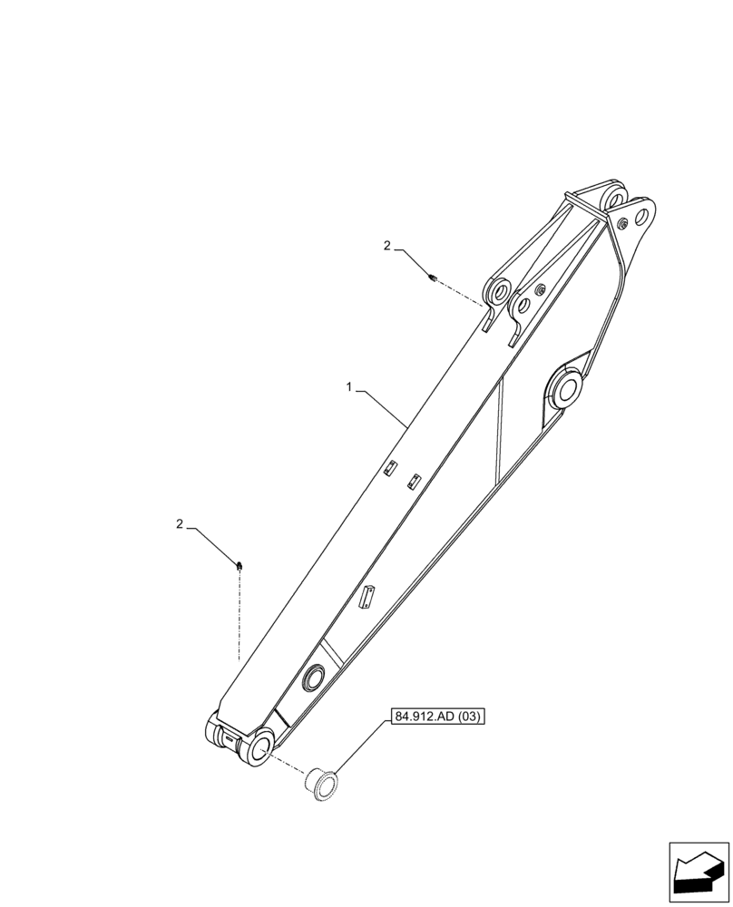 Схема запчастей Case CX250D LC - (84.912.AA[03]) - VAR - 461548 - ARM (L=2.5M) (84) - BOOMS, DIPPERS & BUCKETS