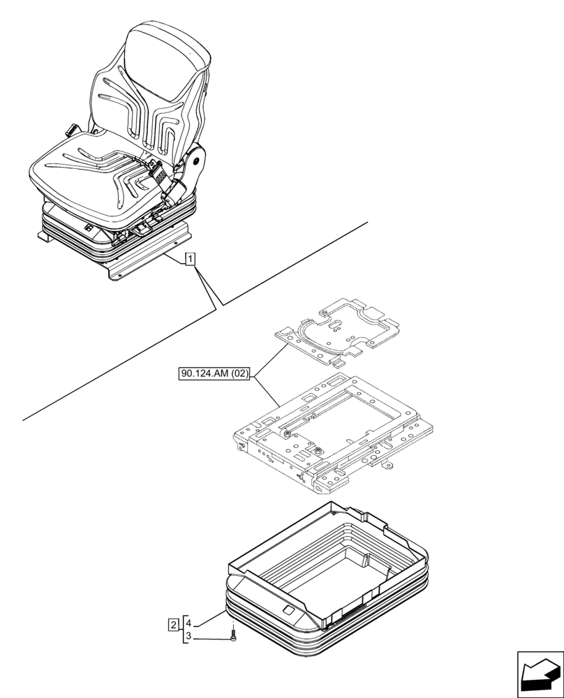 Схема запчастей Case 321F - (90.124.AR) - VAR - 734590 - SEAT, AIR SUSPENSION, BELLOWS (90) - PLATFORM, CAB, BODYWORK AND DECALS