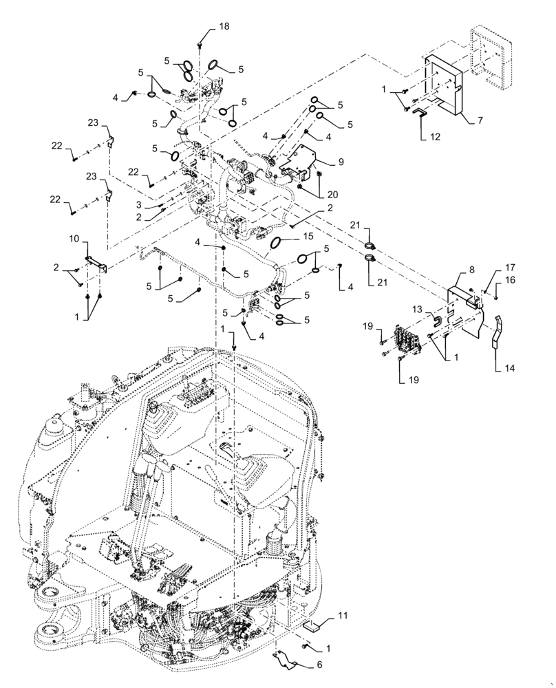 Схема запчастей Case CX36B - (55.100.DP[04]) - HARNESS, ASSY, UPPER, FLOOR (55) - ELECTRICAL SYSTEMS