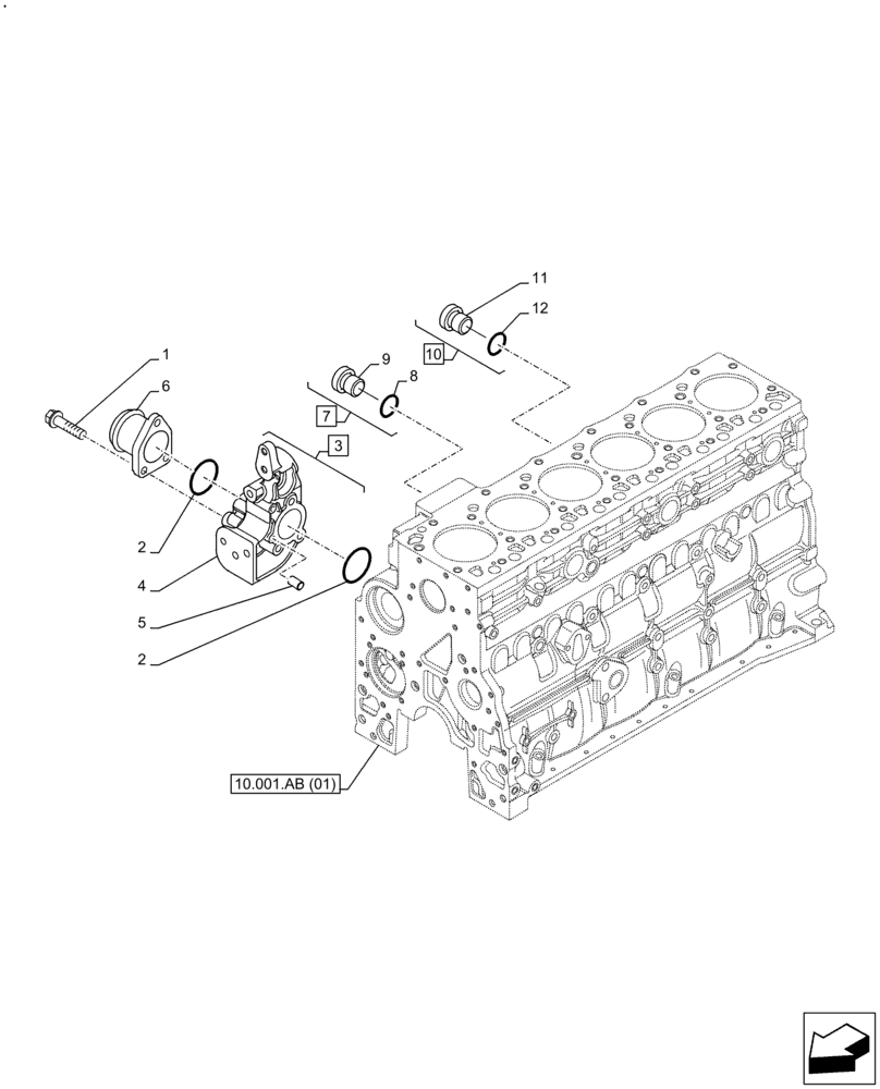 Схема запчастей Case F4HFE613A B004 - (10.400.AE[02]) - COOLANT HEATING LINES (10) - ENGINE