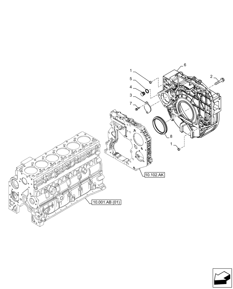 Схема запчастей Case F4HFE613A B004 - (10.103.AK) - FLYWHEEL & HOUSING (10) - ENGINE