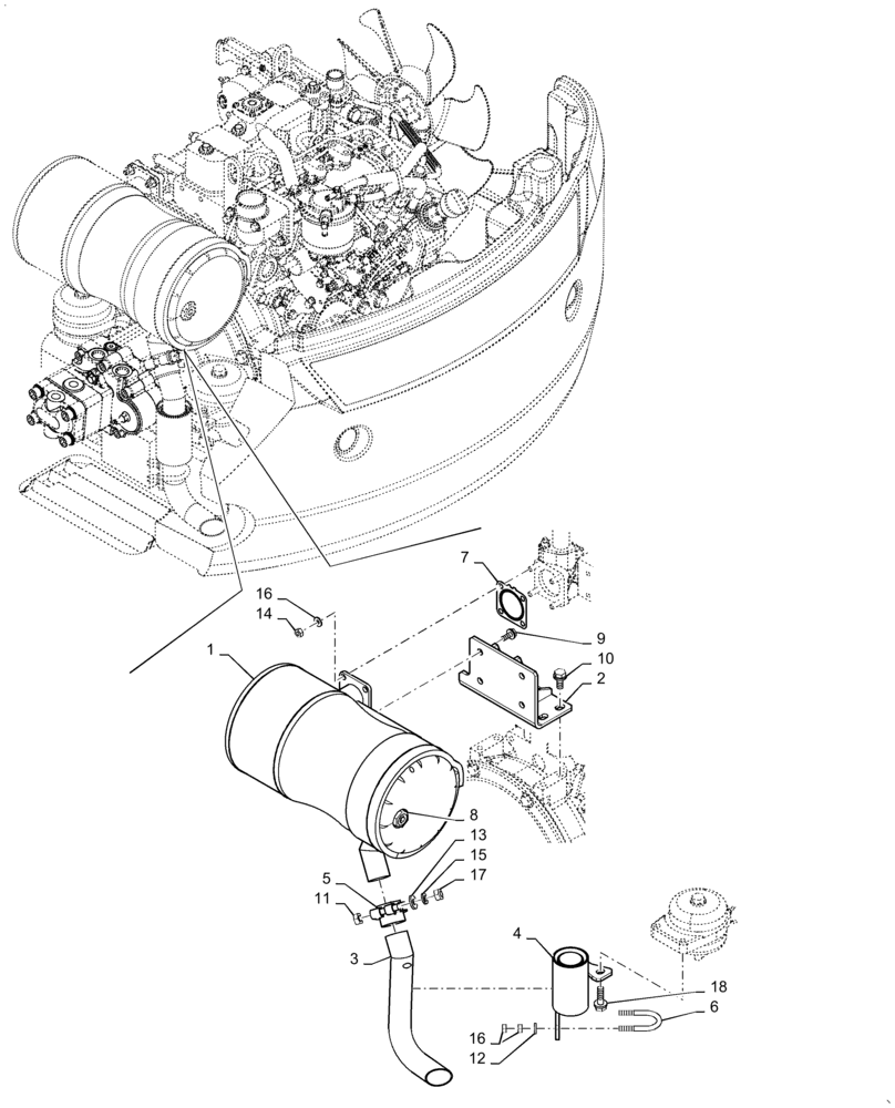 Схема запчастей Case CX36B - (10.254.AI[03]) - MUFFLER, ASSY - WITH STRAIGHT TAIL PIPE - ASN PX17-40907 (10) - ENGINE