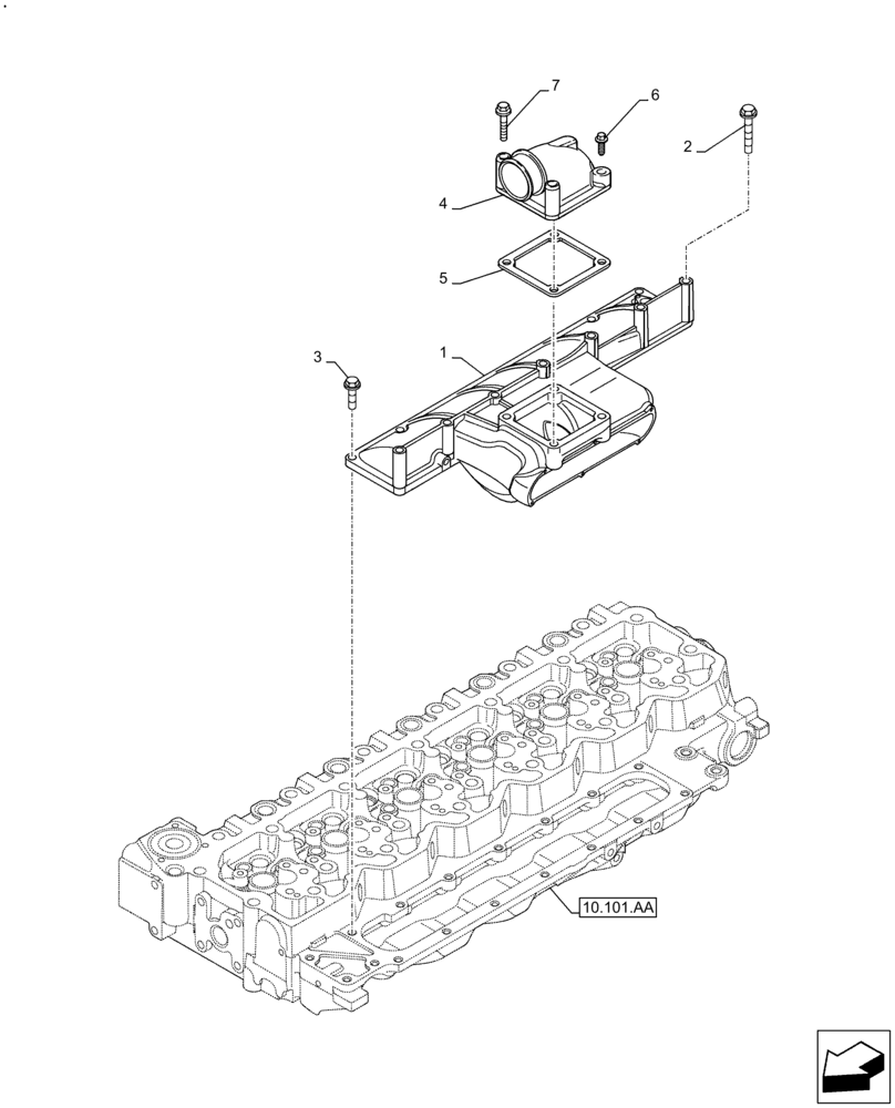 Схема запчастей Case F4HFE613A B004 - (10.254.AM) - INTAKE MANIFOLD (10) - ENGINE