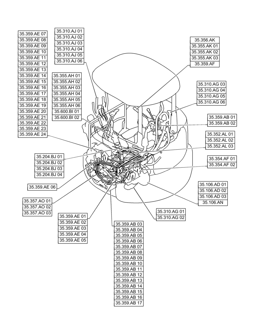 Схема запчастей Case CX36B - (35.000.00[02]) - SECTION INDEX - HYDRAULIC SYSTEMS (35) - HYDRAULIC SYSTEMS