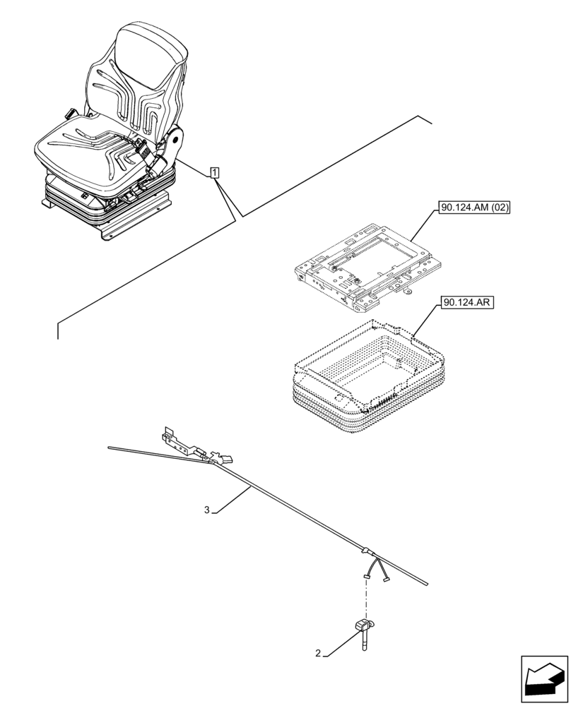 Схема запчастей Case 221F - (55.512.CQ) - VAR - 734590 - SEAT, AIR SUSPENSION, CONTROL, SENSOR (55) - ELECTRICAL SYSTEMS