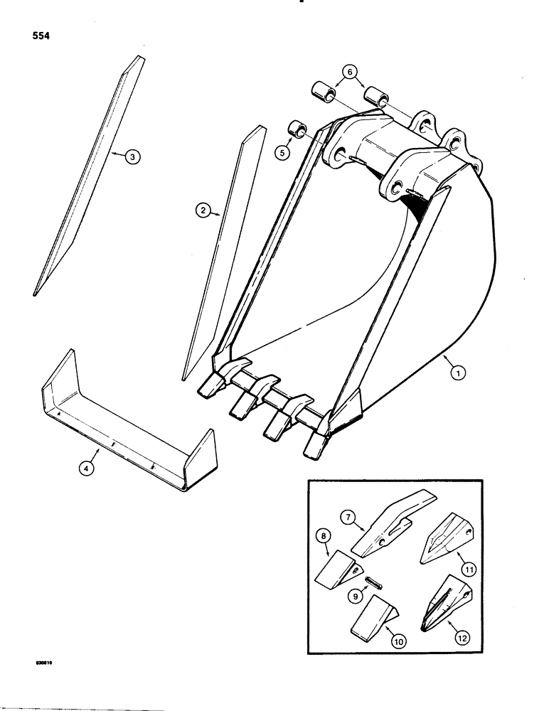 Схема запчастей Case 580E - (554) - BACKHOE BUCKETS, 24 INCH (610 MM) HIGH CAPACITY TRENCHING (09) - CHASSIS/ATTACHMENTS