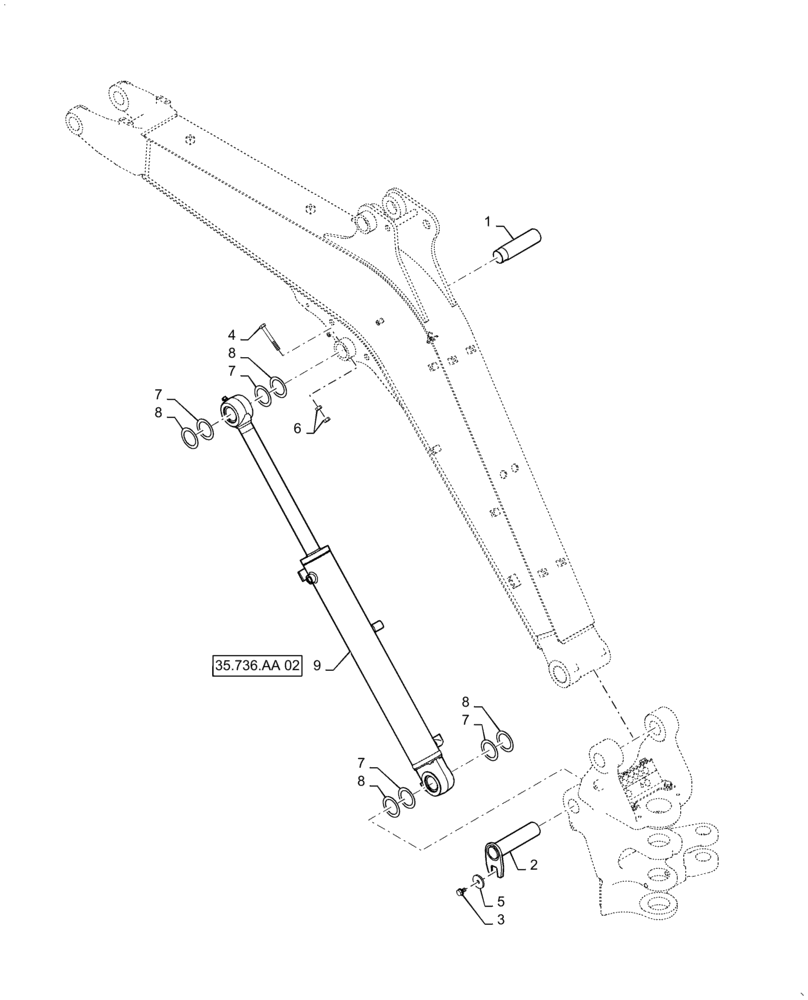 Схема запчастей Case CX31B - (35.736.AA[01]) - CYLINDER INSTALL - BOOM (35) - HYDRAULIC SYSTEMS