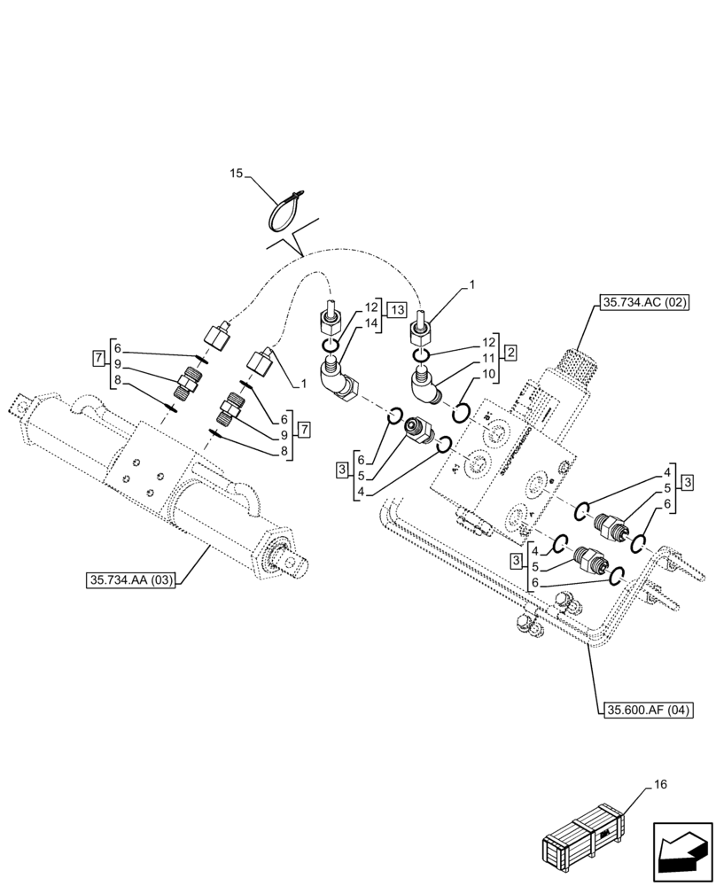 Схема запчастей Case 21F - (35.734.AD[02A]) - VAR - 734517 - HYDRAULIC QUICK COUPLER, LINES - BEGIN DATE 16 JULY 2014 (35) - HYDRAULIC SYSTEMS