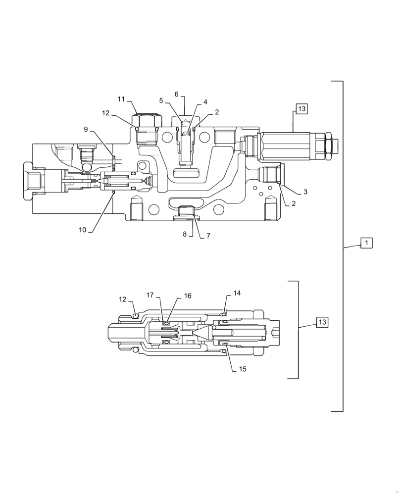 Схема запчастей Case CX31B - (35.359.AB[14]) - VALVE SECTION (35) - HYDRAULIC SYSTEMS