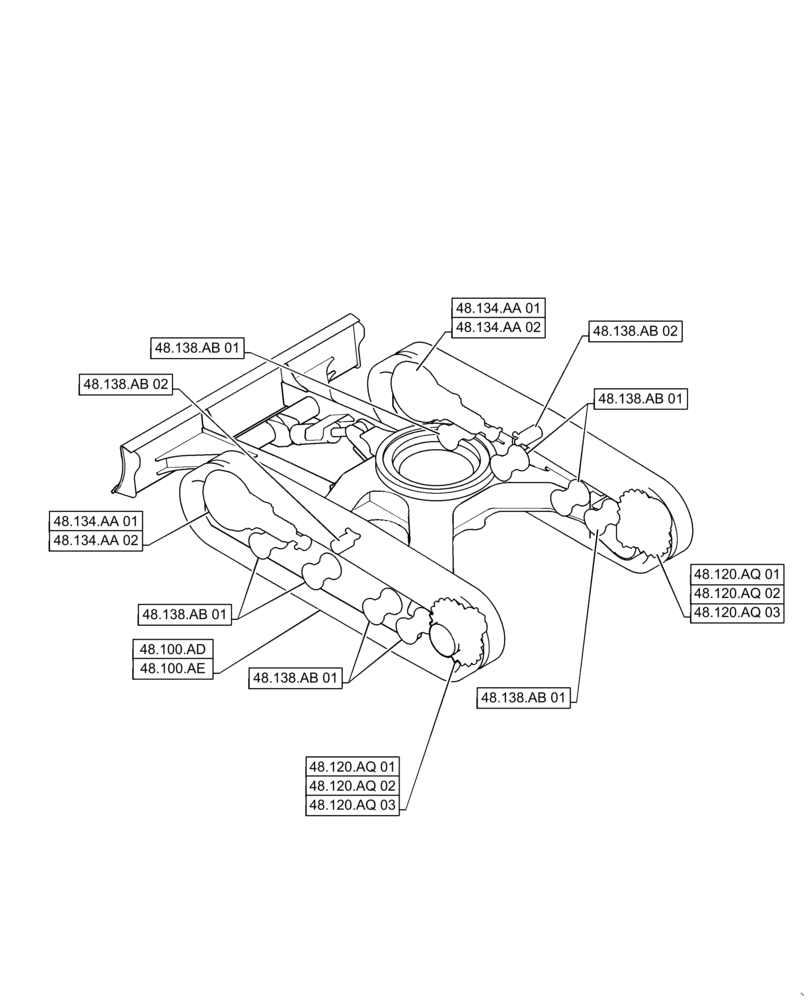 Схема запчастей Case CX36B - (48.000.00) - SECTION INDEX - TRACKS AND TRACK SUSPENSION (48) - TRACKS & TRACK SUSPENSION