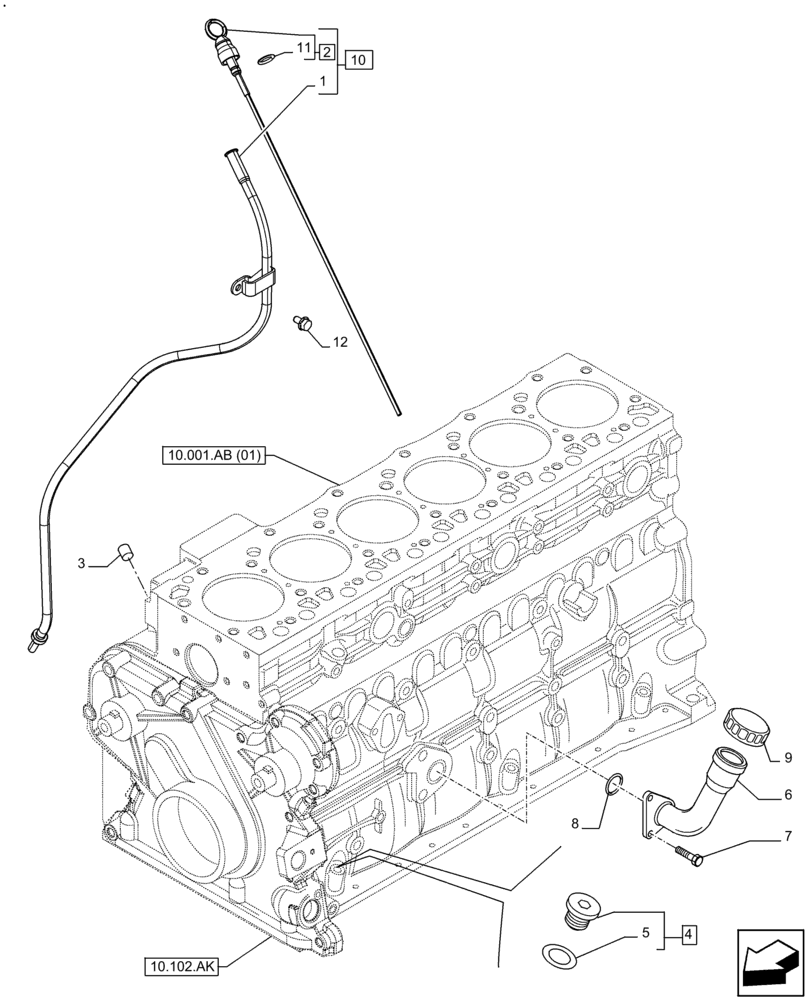 Схема запчастей Case F4HFE613G B004 - (10.304.AS) - DIPSTICK (10) - ENGINE