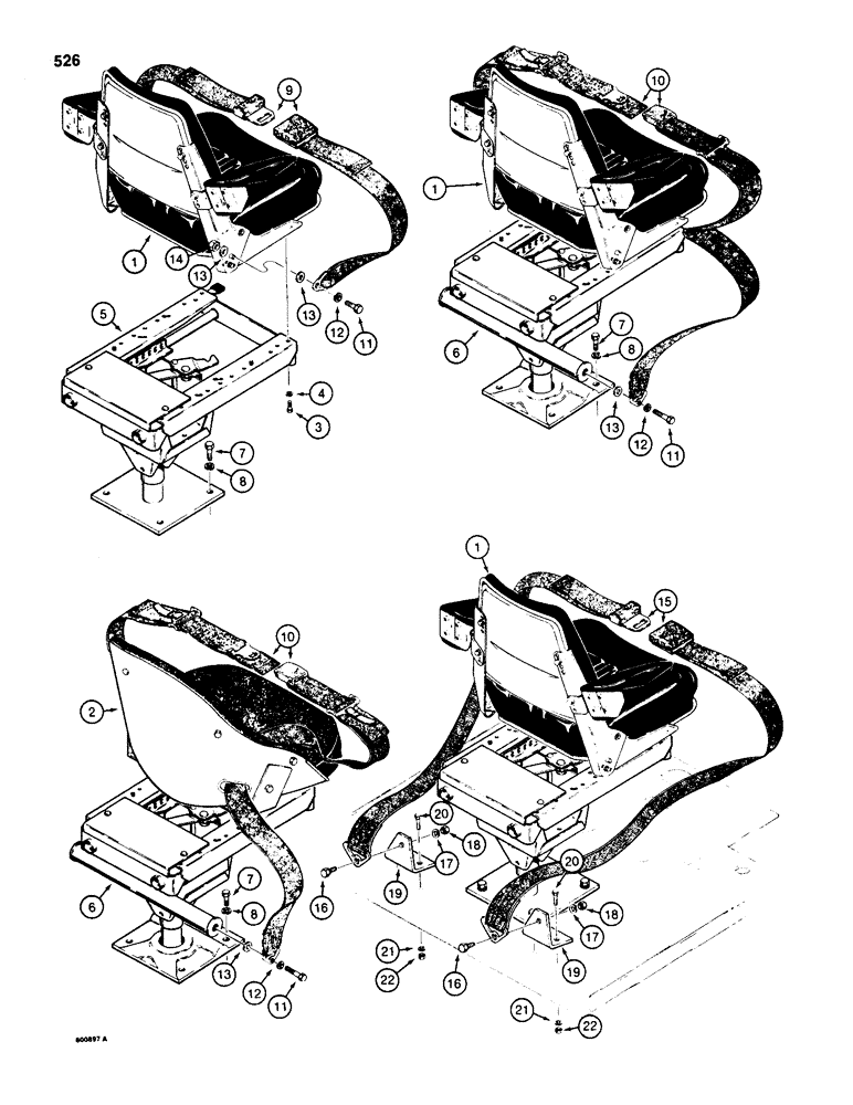 Схема запчастей Case 580SD - (526) - SEAT MOUNTING PARTS AND SEAT BELTS (09) - CHASSIS/ATTACHMENTS