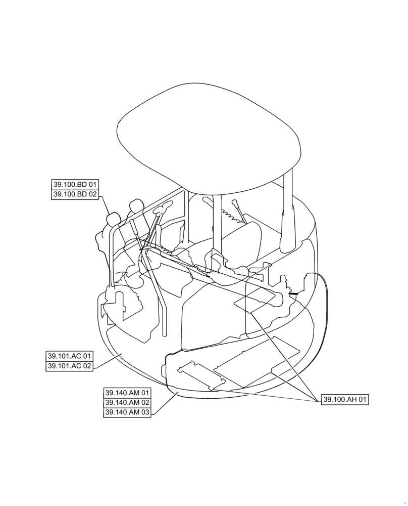 Схема запчастей Case CX36B - (39.000.00[01]) - SECTION INDEX - FRAMES AND BALLASTING (39) - FRAMES AND BALLASTING
