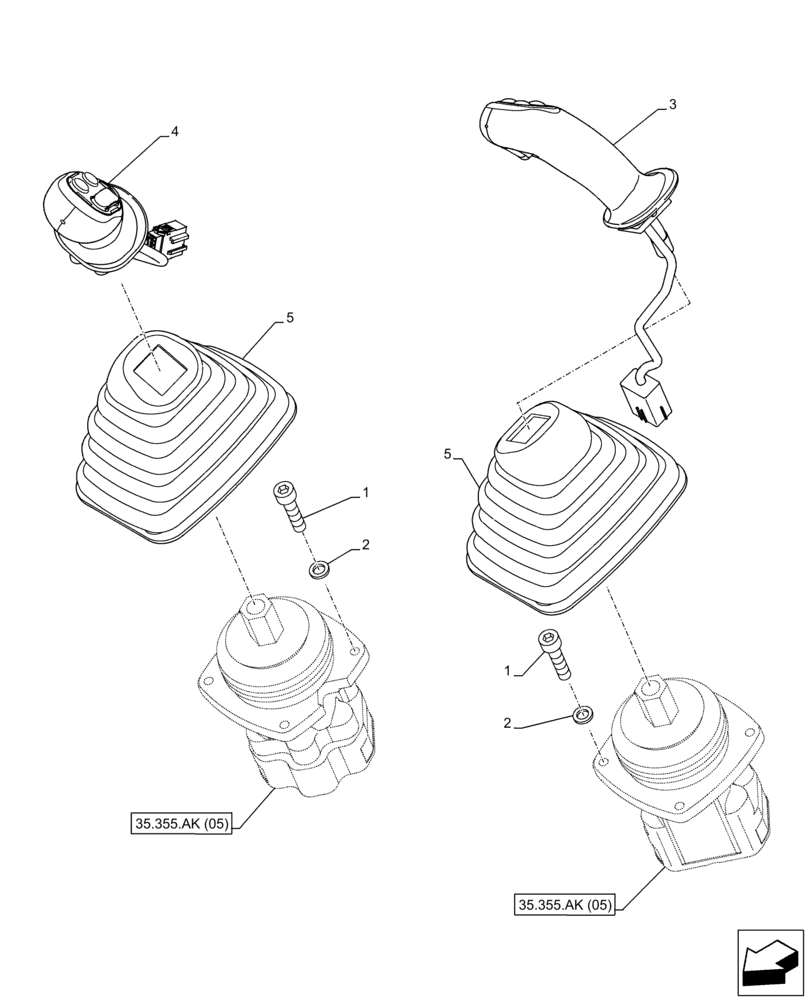 Схема запчастей Case CX250D LC - (35.355.AK[02]) - VAR - 461865, 461869, 461871, 461872 - JOYSTICK (35) - HYDRAULIC SYSTEMS