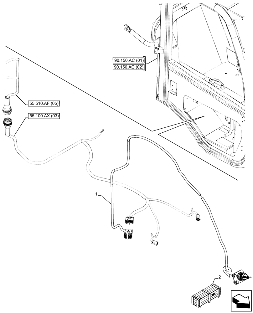 Схема запчастей Case 121F - (55.100.AX[02]) - VAR - 732005, 732006, 734588, 734651, 734652 - FRONT, WIRE HARNESS (55) - ELECTRICAL SYSTEMS