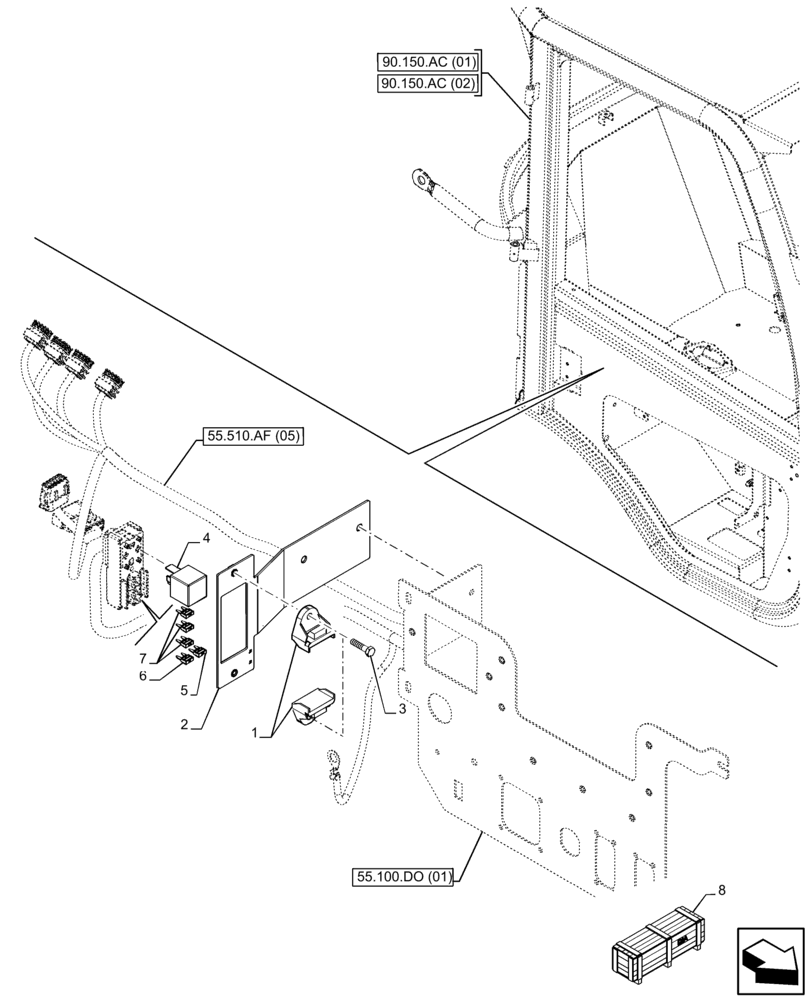 Схема запчастей Case 21F - (55.100.DO[05]) - VAR - 732005, 732006, 734588, 734651, 734652 - FUSE, RELAY (55) - ELECTRICAL SYSTEMS