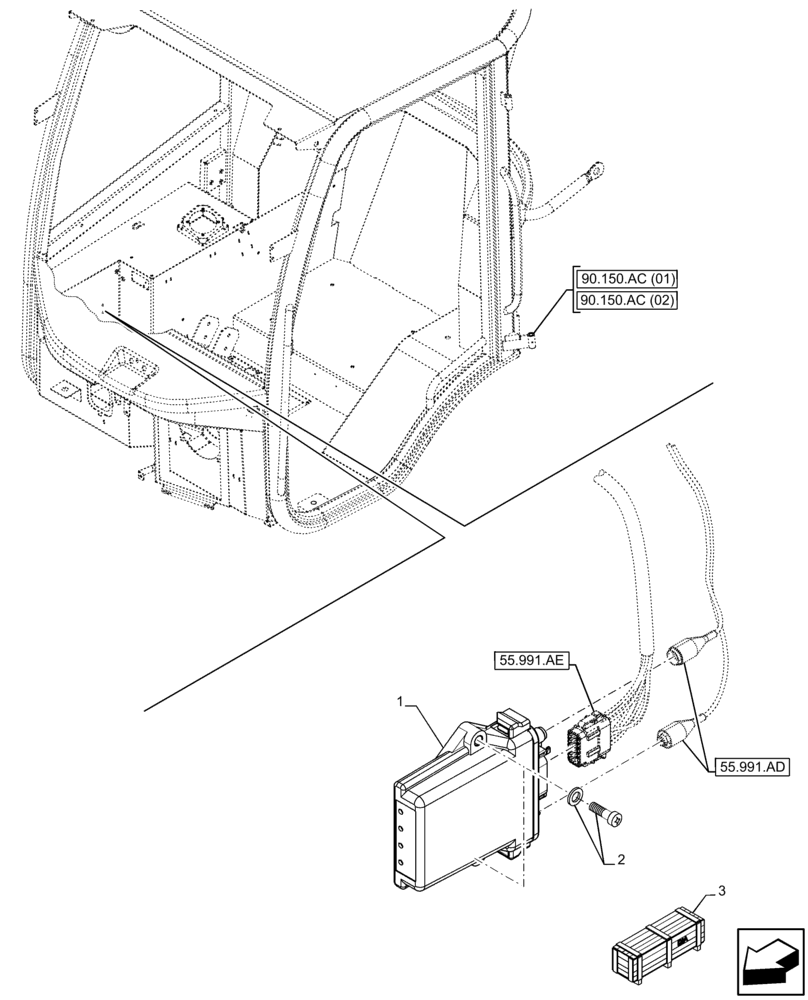 Схема запчастей Case 221F - (55.991.AA) - VAR - 734017 - TELEMATIC CONTROL, MODULE (55) - ELECTRICAL SYSTEMS