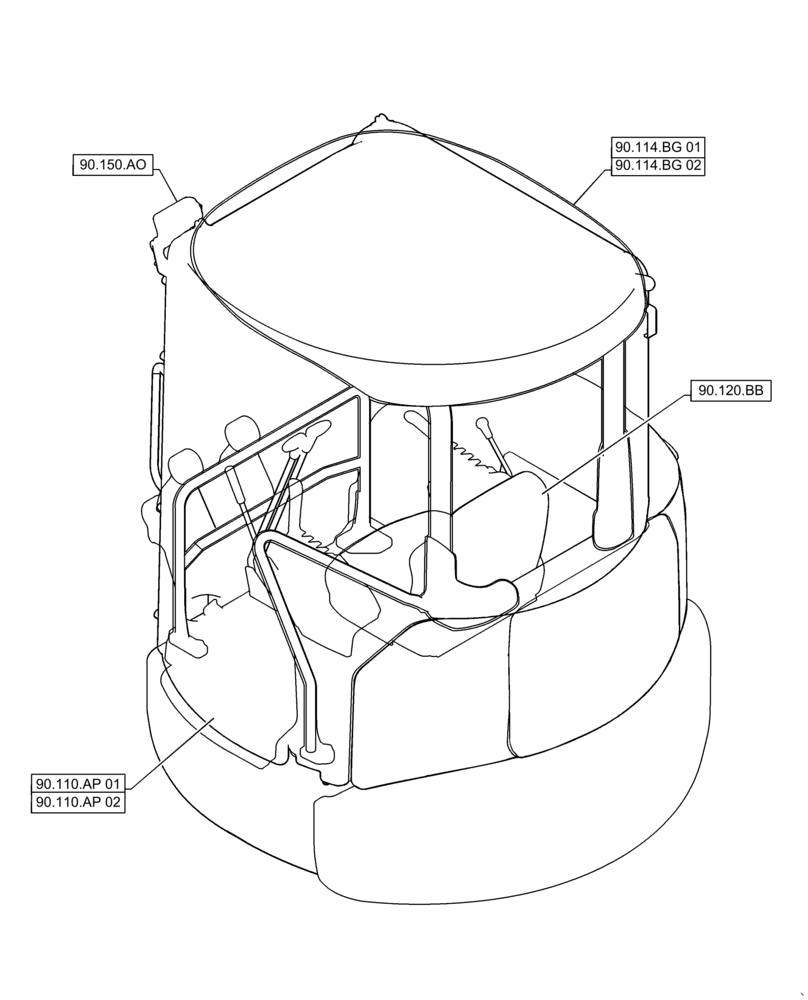 Схема запчастей Case CX31B - (90.000.00[02]) - SECTION INDEX - PLATFORM, CAB, BODYWORK & DECALS (90) - PLATFORM, CAB, BODYWORK AND DECALS