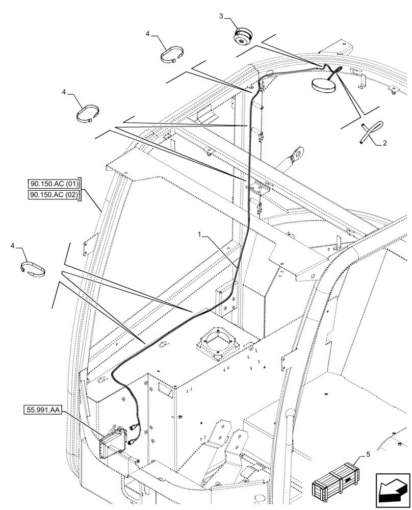 Схема запчастей Case 321F - (55.991.AD) - VAR - 734017 - ANTENNA RECEIVER (55) - ELECTRICAL SYSTEMS