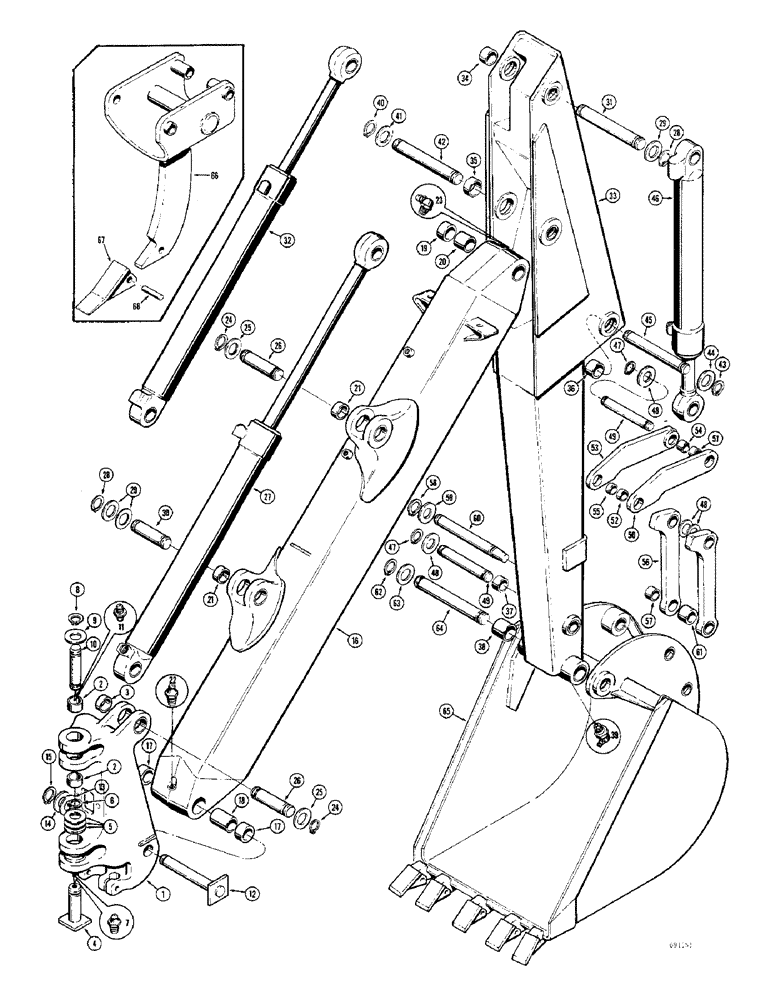 Схема запчастей Case 680CK - (158) - TOWER, BOOM, DIPPER ARM AND BUCKET (84) - BOOMS, DIPPERS & BUCKETS