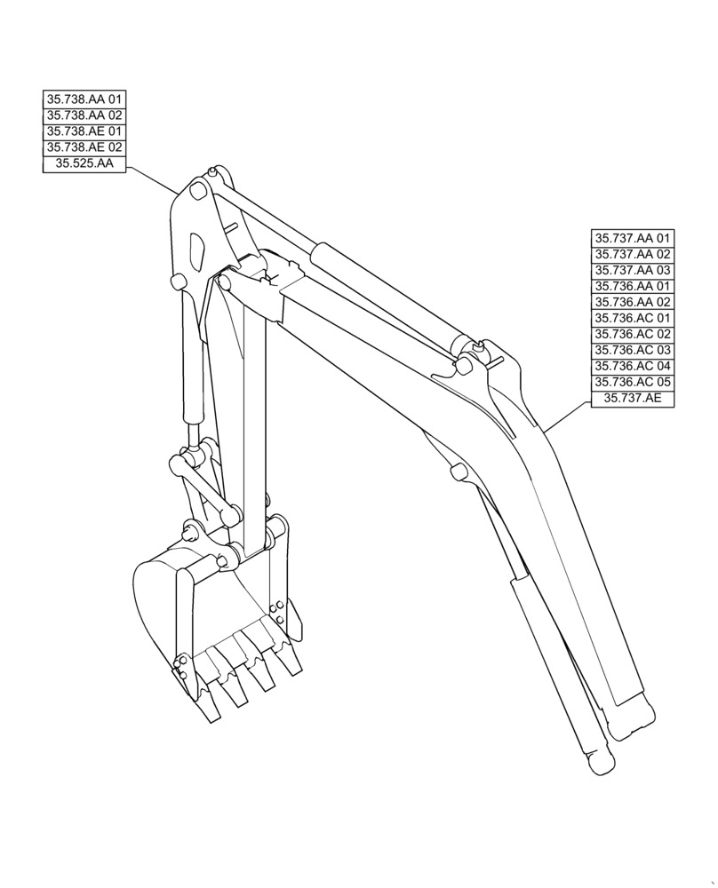 Схема запчастей Case CX36B - (35.000.00[04]) - SECTION INDEX - HYDRAULIC SYSTEMS (35) - HYDRAULIC SYSTEMS