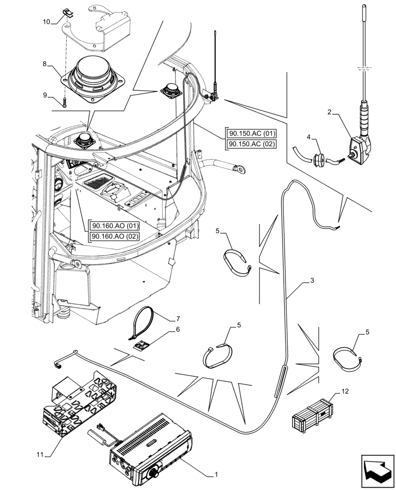 Схема запчастей Case 21F - (55.512.AA[03]) - VAR - 734504 - CAB, RADIO, SET (55) - ELECTRICAL SYSTEMS