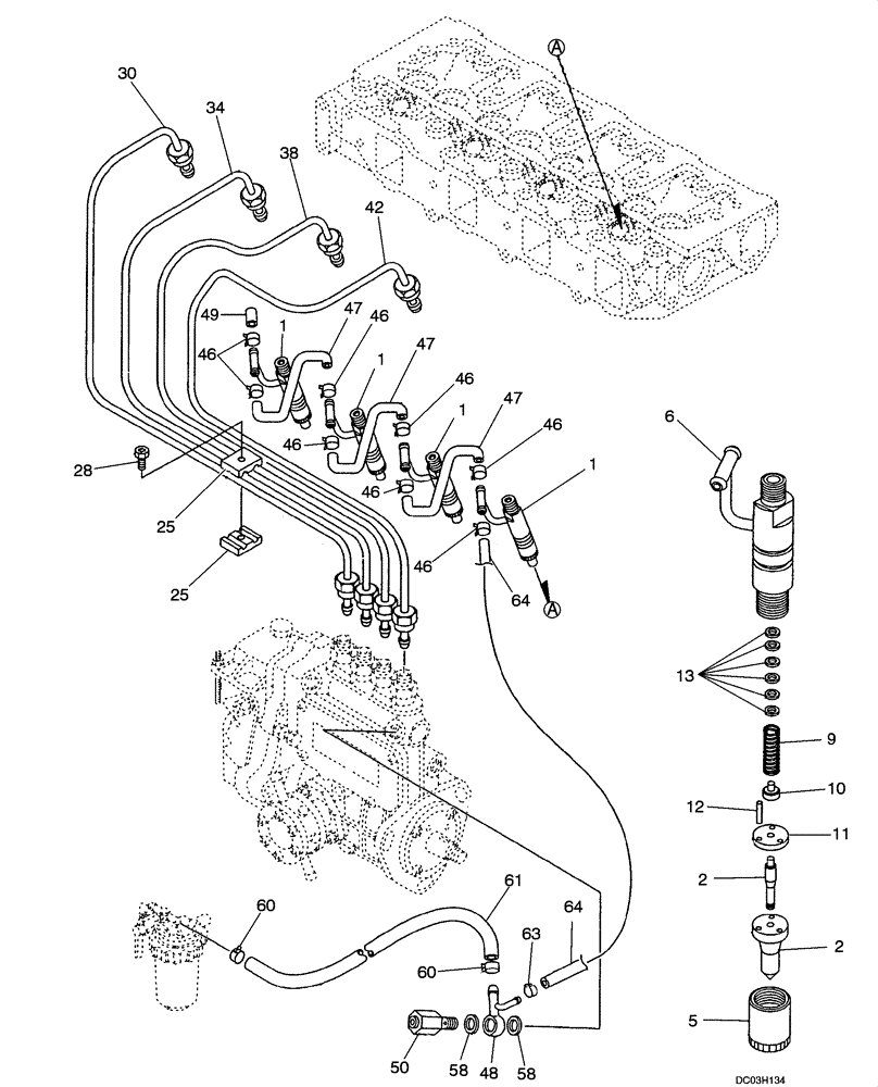 Схема запчастей Case CX47 - (03-07[00]) - FUEL INJECTION VALVE (03) - FUEL SYSTEM