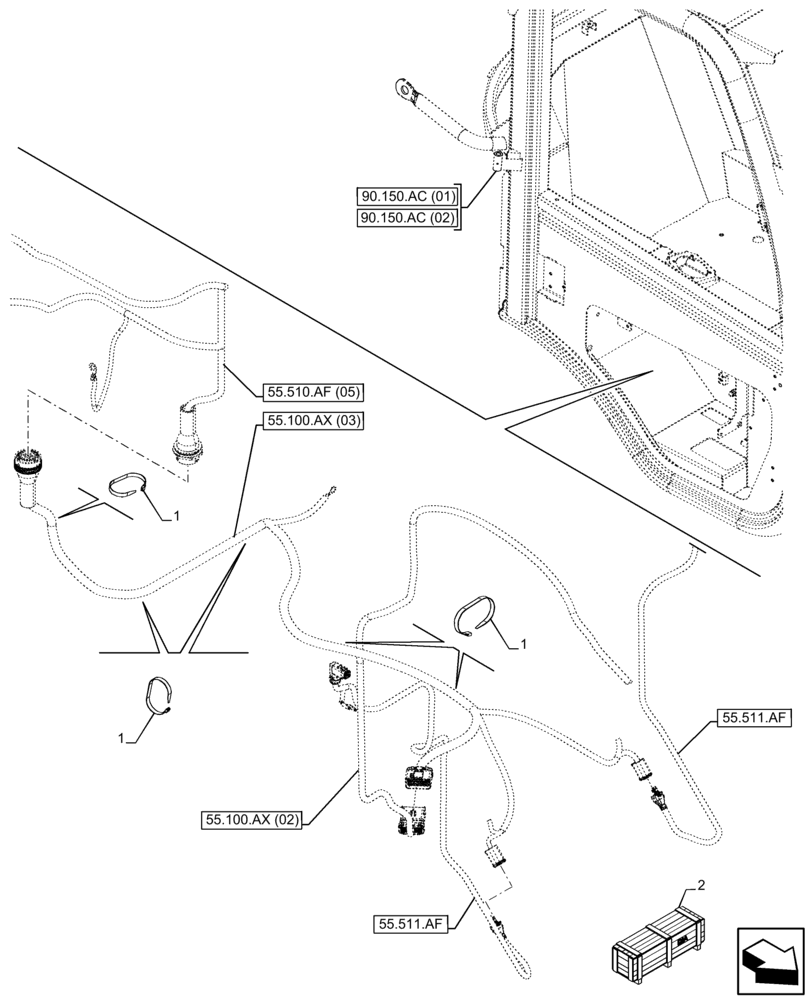 Схема запчастей Case 121F - (55.100.AX[04]) - VAR - 732005, 732006, 734588, 734651, 734652 - FRONT, WIRE HARNESS (55) - ELECTRICAL SYSTEMS