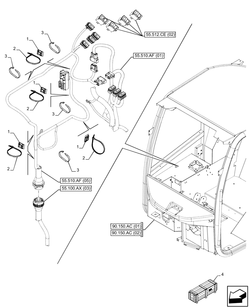 Схема запчастей Case 21F - (55.510.AF[06]) - VAR - 732005, 732006, 734588, 734651, 734652 - CAB, HARNESS (55) - ELECTRICAL SYSTEMS