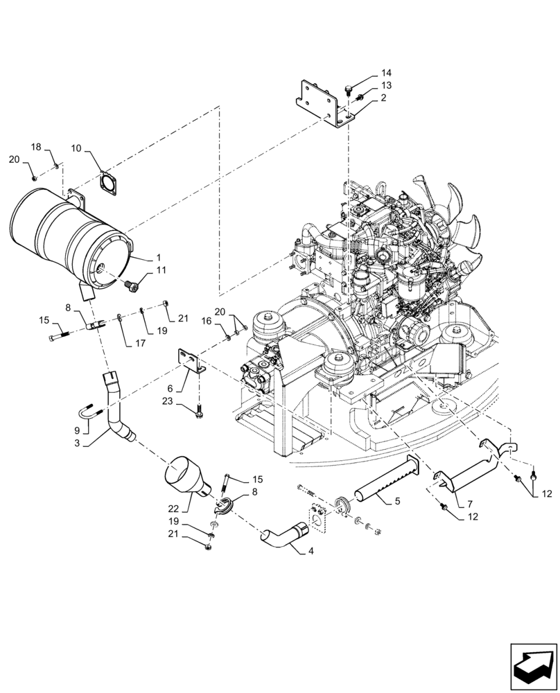 Схема запчастей Case CX36B - (10.254.AI[02]) - MUFFLER, ASSY - ASN PX17-40008 (10) - ENGINE