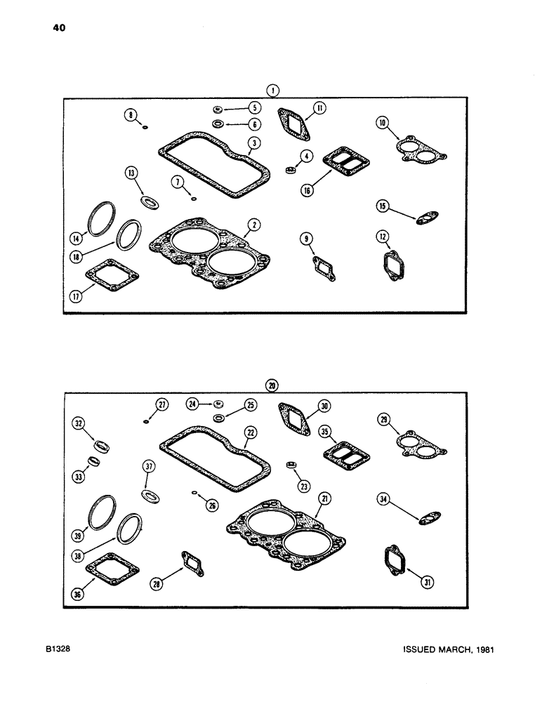 Схема запчастей Case 1450 - (040) - ENGINE GASKET KITS, 504BDT DIESEL ENGINE (02) - ENGINE