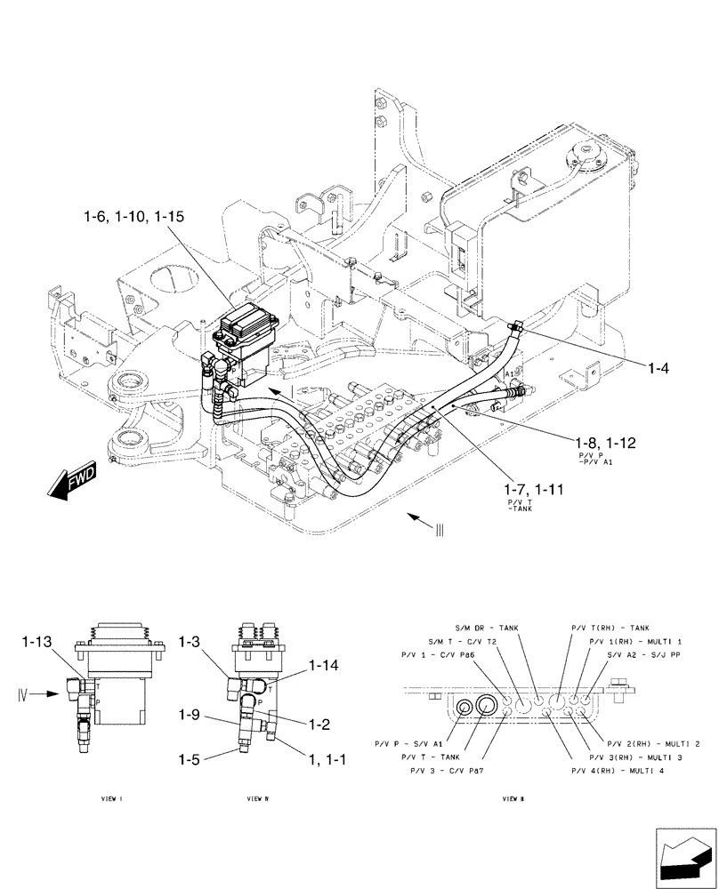 Схема запчастей Case CX17B - (01-039[01]) - CONTROL LINES, PROPEL (35) - HYDRAULIC SYSTEMS