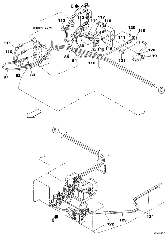 Схема запчастей Case CX225SR - (08-34) - HYDRAULICS, AUXILIARY - MULTI-PURPOSE + 3 WAY VALVE (08) - HYDRAULICS