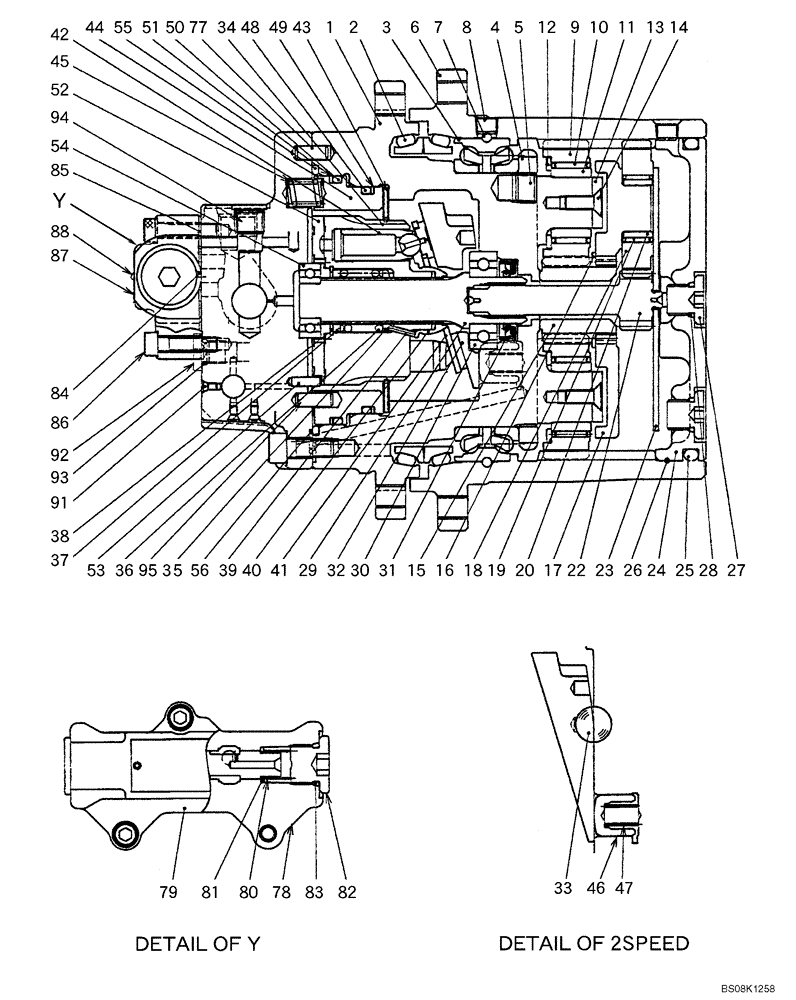 Схема запчастей Case CX27B BTW - (07-022) - MOTOR ASSY (PROPELLING) 2 OF 2 (PM15V00021F1) (35) - HYDRAULIC SYSTEMS