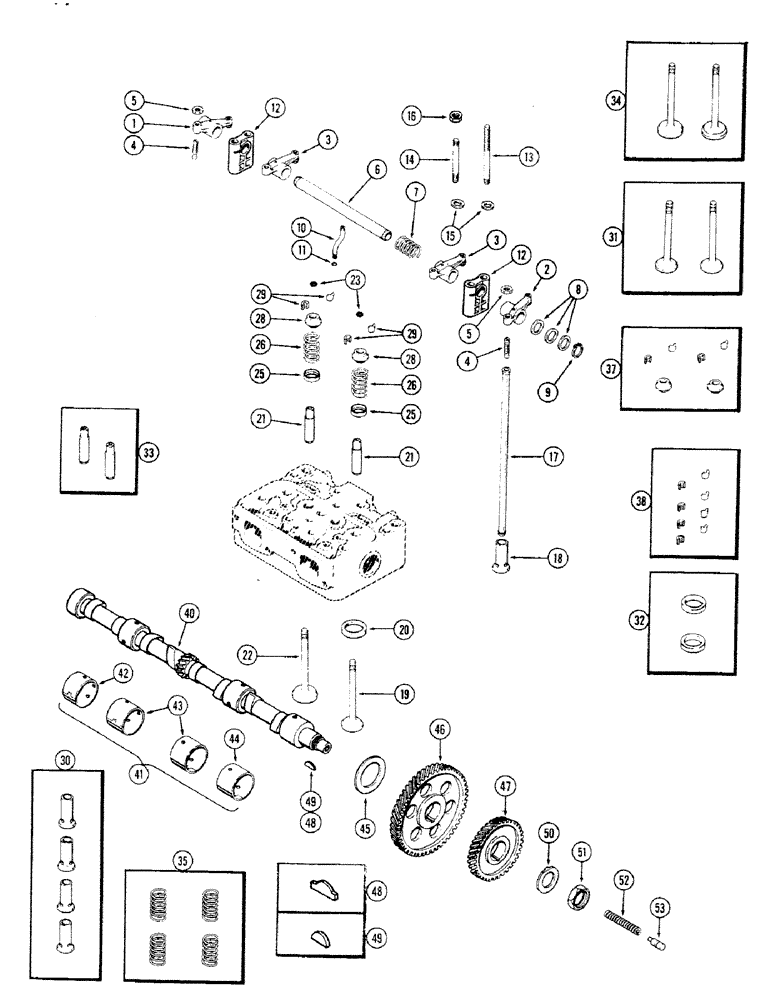 Схема запчастей Case 680CK - (014) - VALVE MECHANISM AND CAMSHAFT, (301B) DIESEL ENGINE (10) - ENGINE