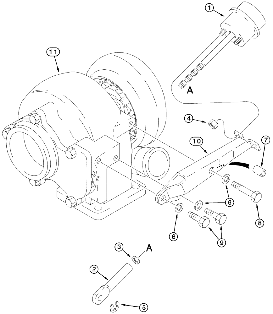 Схема запчастей Case 960 - (02-12) - WASTEGATE ACTUATOR (02) - ENGINE