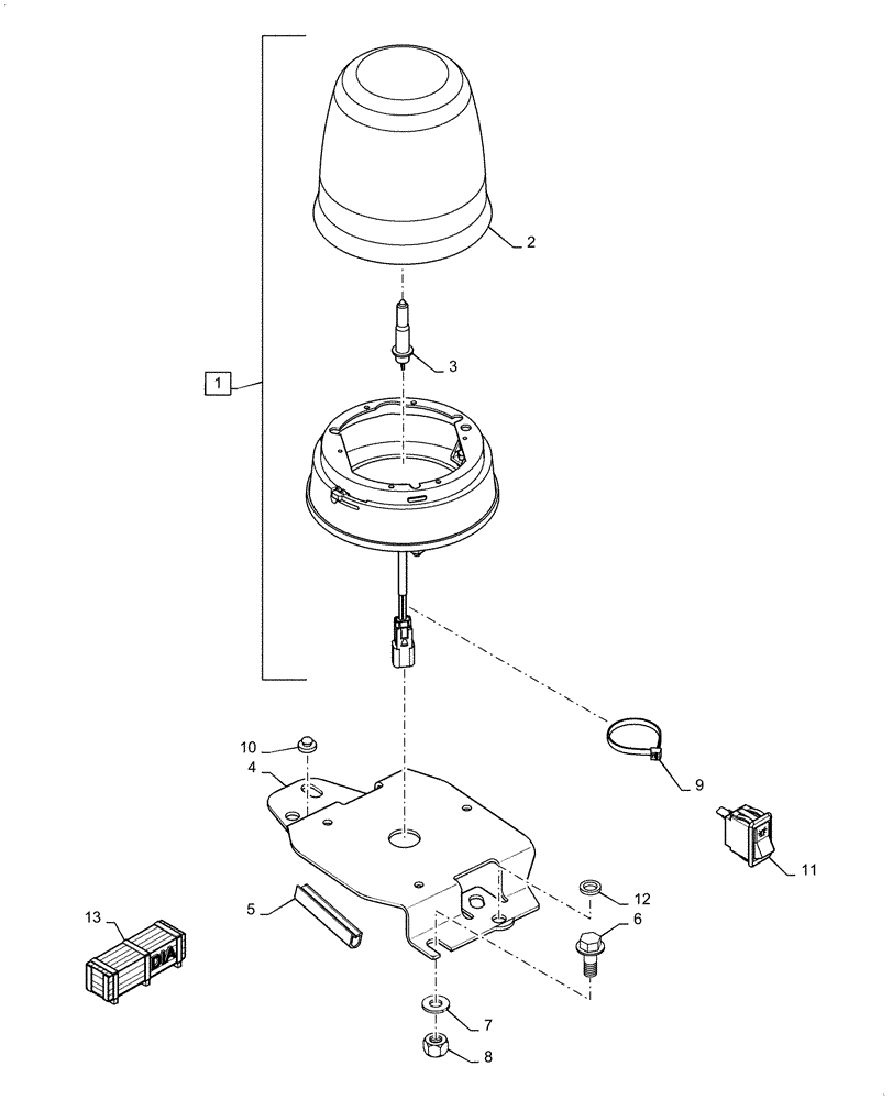 Схема запчастей Case 570N EP - (55.404.AC[01]) - VAR - 728758 - ROTARY BEACON (55) - ELECTRICAL SYSTEMS