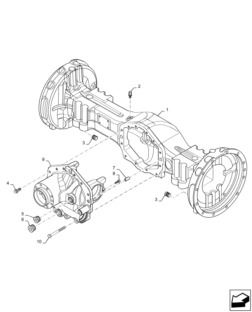 Схема запчастей Case 570N EP - (27.100.AB[03]) - REAR AXLE HOUSING (27) - REAR AXLE SYSTEM