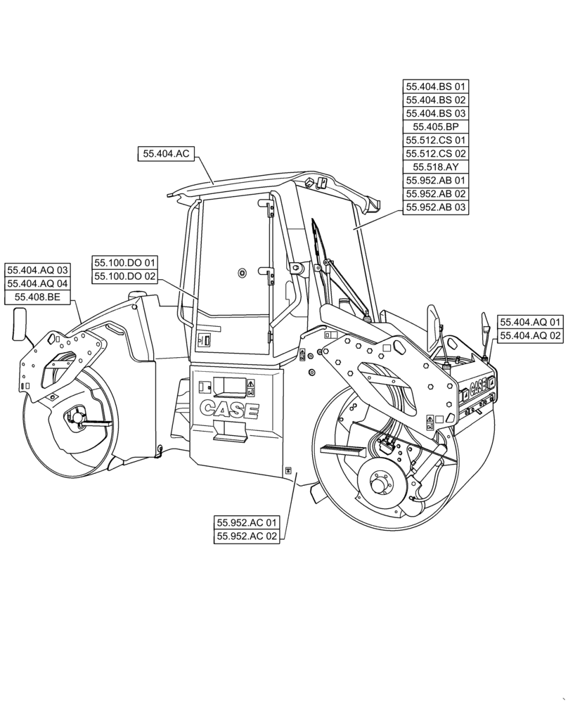 Схема запчастей Case DV209C - (00.000.55) - ELECTRICAL (00) - GENERAL & PICTORIAL INDEX
