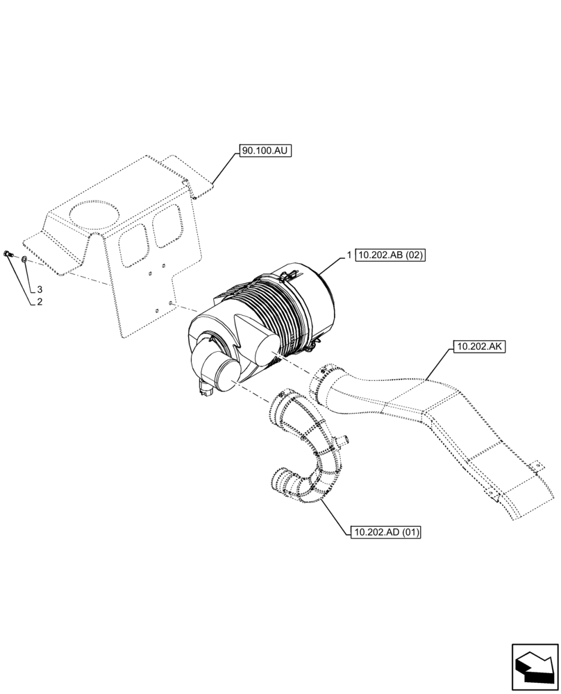 Схема запчастей Case 580SN - (10.202.AB[01]) - AIR CLEANER (10) - ENGINE