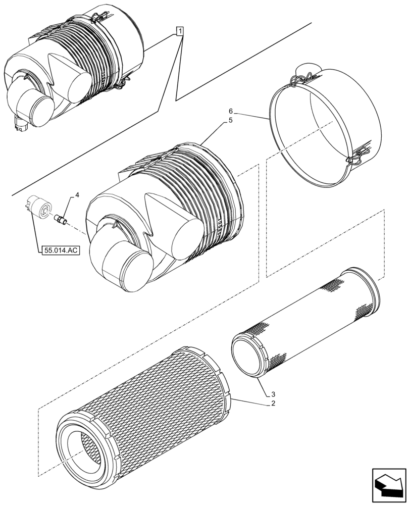 Схема запчастей Case 580SN - (10.202.AB[02]) - AIR CLEANER, COMPONENTS (10) - ENGINE