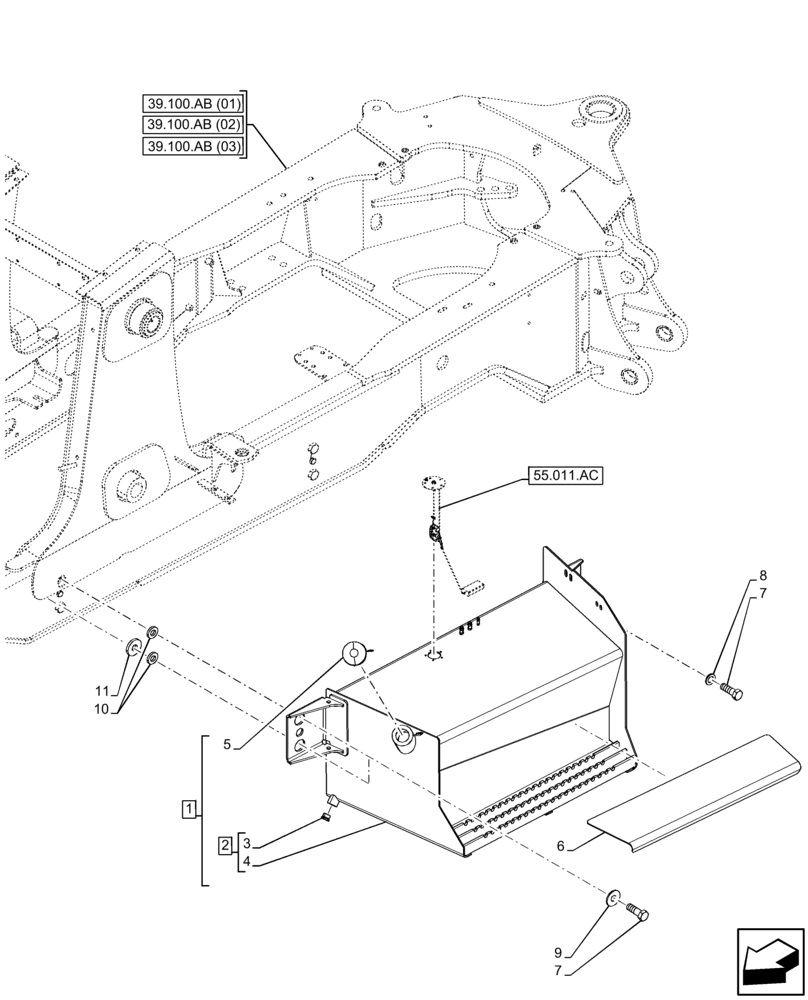 Схема запчастей Case 580N EP - (10.216.AI) - FUEL TANK (10) - ENGINE