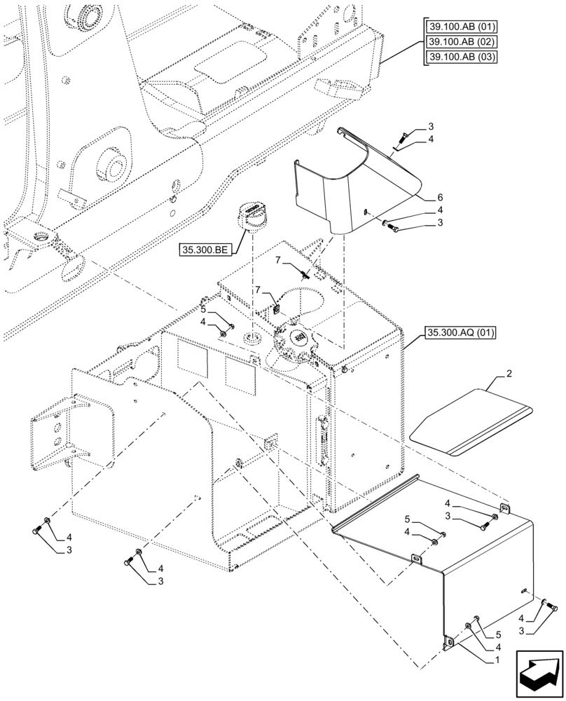 Схема запчастей Case 580SN - (35.300.AQ[02]) - HYDRAULIC OIL RESERVOIR (35) - HYDRAULIC SYSTEMS